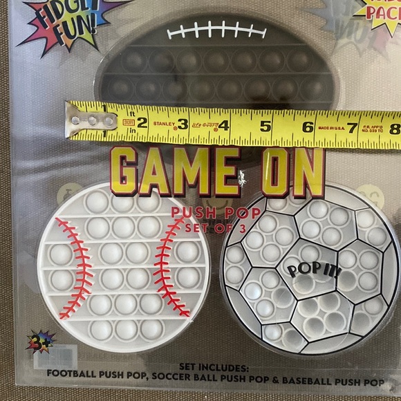 Fidget Fun 3 Piece Game On Sport Theme Push Pop Set Brand New in Package - Picture 4 of 5